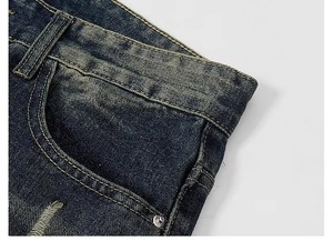 Jean en denim pour homme, coupe droite ample, délavé vintage, 100 % coton, séchage rapide, respirant, écologique, personnalisable OEM, printemps-automne - Product Image 6