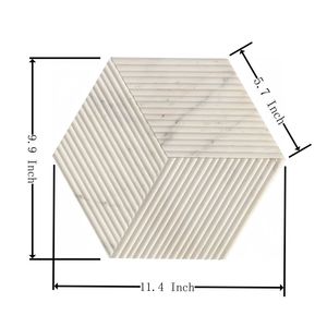 Baldosa Hexagonal de Mármol Blanco, Piedra Natural con Acabado Texturizado OL, Baldosa de Pared Acanalada 3D - Product Image 2
