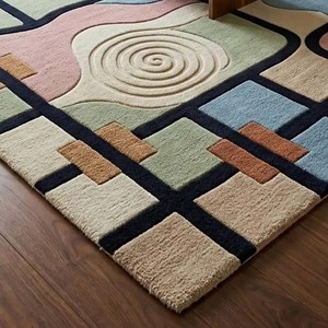 Alfombra de Lana Geométrica Moderna de Lujo, Diseño a Cuadros, Hecha a Mano, para Sala de Estar, Alfombra Suave Contemporánea Abstracta para Decoración de Piso - Product Image 4