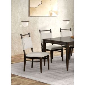 Sedie Laterali Moderne in 2 Pezzi in Noce Scuro con Seduta Imbottita in Poliestere e Legno di Gomma, Arredamento per Sala da Pranzo - Product Image 3