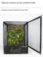 Cage pour animaux de compagnie en aluminium noir argenté pour Reptiles Dragons barbus Écran en plastique Air