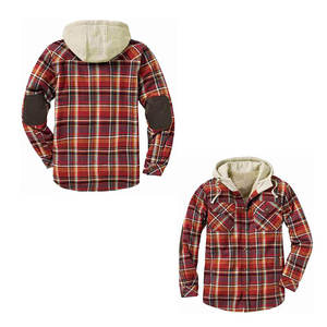Plaid Hooded Flannel Shirt With <b>Sherpa</b> Lining And Front Logo For <b>Women</b> Plus Size Casual Autumn Wear - Product Image 5