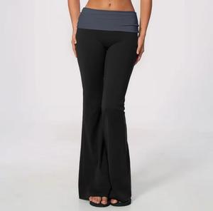 High Waist Full Length <b>Flared</b> Printed Breathable Stretch Polyester Knitted Striped Casual <b>Women's</b> All Seasons <b>Leggings</b> - Product Image 6