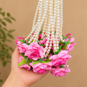 Guirlande suspendue de roses artificielles, perles, fleurs en plastique roses, décoration murale extérieure, faite à la main, élégante, NOUVELLE ARRIVÉE - Product Image 2