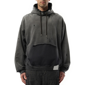 Sweat à capuche homme en molleton de coton premium, effet délavé soleil, doux, décontracté, tenue d'hiver, streetwear, confortable, basique - Product Image 4