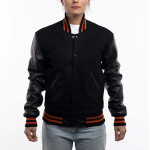 OEM Custom Logo Street wear Leather Women Varsity Jackets Customized High Quality Drop Shoulder Women Varsity Jackets - Product Image 1