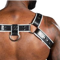 Harnais de poitrine en similicuir noir pour homme avec anneau en D et sangles réglables, costume sexy, taille plus, taille personnalisable