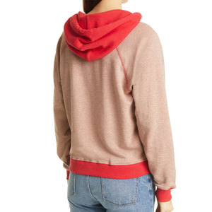 เสื้อฮู้ดดี้ทันสมัยราคาถูกสำหรับผู้หญิง สีพื้นพร้อมดีไซน์โลโก้ ขอบริบและลายพิมพ์โลโก้ ฮู้ดตัดสีพร้อมเชือกผูก - Product Image 2