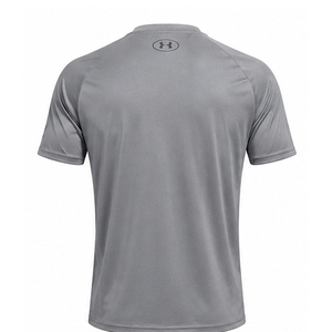 Men's Gray Raglan Sleeve T-<b>Shirt</b> With Yellow Logo Quick Dry Sporty Fit Regular Length O-Neck Knitted <b>Polyester</b> Men's T-<b>Shirts</b> - Product Image 2