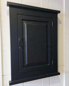 Armoire de salle de bain murale minimaliste et peu encombrante, 3 étagères, design en teck massif, pour usage hôtelier, toilettes, médicaments - Product Image 2