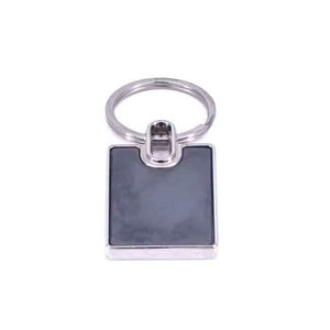 Llavero Premium con Placa de Identificación Gris para Promociones Corporativas, Llavero Metálico Rectangular Curvo con - Product Image 1