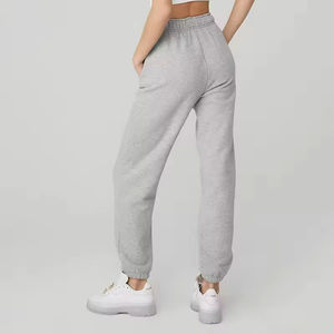 Pantalon de jogging marron taille mi-haute pour femme, uni, avec cordon de serrage élastique, chevilles resserrées, coupe droite, décontracté, 100 % coton - Product Image 5