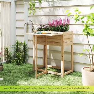 Fioriera Rialzata in Legno Massello di Abete con Tavolino Laterale Pieghevole, Contenitore per Piante Fai-da-te Verniciabile per Erbe Aromatiche, Arredo da Giardino - Product Image 6