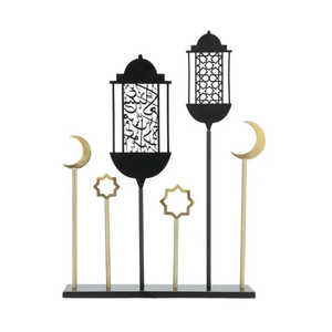 Centre de table élégant en métal pour la décoration du Ramadan, avec un design de lanterne élégant, pour une ambiance Ramadan Kareem. - Product Image 4