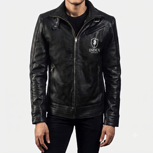 Service OEM, nouvelle arrivée, veste d'hiver de haute qualité, cuir véritable, col montant, toile imperméable, veste en cuir écologique pour homme - Product Image 1