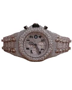 Montre en acier inoxydable entièrement sertie de diamants Moissanite VVS, mouvement à quartz, argent, taille brillant ronde VS1, best-seller - Product Image 4