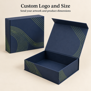 Custom Navy Vector Magnetic Book Paper <b>Box</b> for Headphone Retail <b>Pack</b> OEM Logo Packaging - Product Image 4