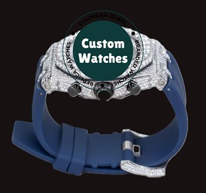 Montre personnalisable en caoutchouc bleu avec diamants Moissanite, demi-sertie, classique, bijoux pour homme à prix abordable - Product Image 6