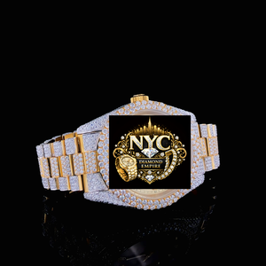 Montre pour homme de luxe vintage de haute qualité NYC DIAMOND EMPIRE, boîtier carré en acier inoxydable 41 mm, mouvement mécanique analogique en verre - Product Image 3