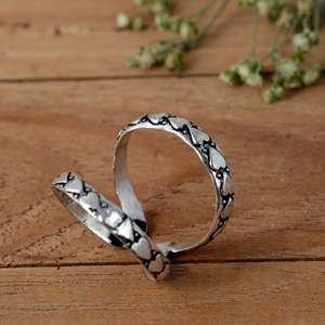 SHYAM JEWELRS Handmade Vintage Heart-Patterned Luxury Finger Splint <b>Ring</b>-<b>Adjustable</b> 925 Silver Orthopedic Joint Support for EDS - Product Image 4