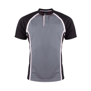 Camiseta Deportiva de Manga Corta con Bloques de Color, Lisa, de Poliéster/Algodón, con Estampado por Transferencia Térmica, Cuello con Panel en Contraste, Unisex - Product Image 1