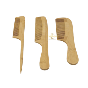 VIETCHOICE หวีไม้ไผ่ขนาดใหญ่ป้องกันไฟฟ้าสถิตย์ฟันกว้างสไตล์คลาสสิกสำหรับใช้ในบ้านเครื่องมือจัดแต่งทรงผมสำหรับผู้ใหญ่ - Product Image 5