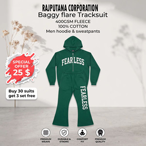 Survêtement évasé pour homme, coupe ample, épaules tombantes, sweat à capuche en coton et pantalon de survêtement décontracté à taille mi-élastique - Product Image 6