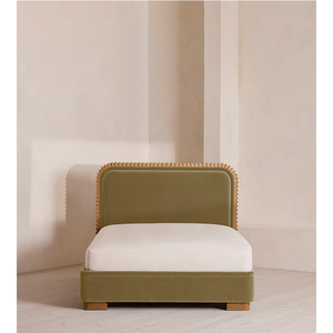 Base de Cama Moderna Suho con Cabecera Curva, Detalles Tallados Intrincados, Almacenamiento y Diseño Ecológico, Madera de Caoba Sólida - Product Image 1