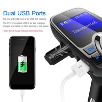 Kit Voiture Sans Fil avec Émetteur FM Lecteur MP3 Appel Mains Libres Chargeur USB avec Entrée AUX Noir