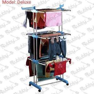 Detachable Iron Stainless Steel Clothes Organizer <b>Stand</b> Chrome Plated Rolling <b>Laundry</b> Airer Three Layer Floor Rack - Product Image 3