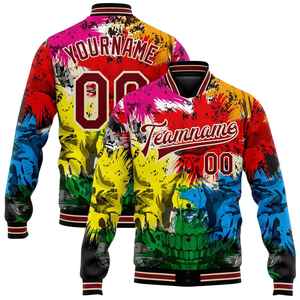 Veste universitaire personnalisée pour homme, impression par sublimation, motif crâne, col rabattu, coupe classique, vêtement d'automne, fermeture à boutons - Product Image 1