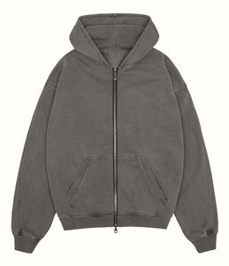 Sweat-shirt à capuche pour homme en coton 100% avec logo personnalisé, épaules tombantes, coupe oversize, lourd, double fermeture éclair - Product Image 5