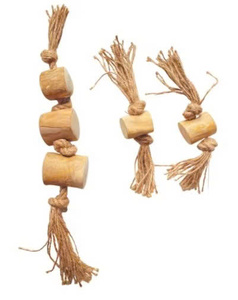 Coffee Wood Dog Chew Toy Rope <b>Tied</b> Pet Teething Toy for Teeth Cleaning and Interactive Play - Product Image 1