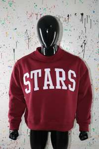 STARS BROWN <b>Mock</b> <b>Neck</b> Sweatshirt 100% Applique Embroidery wide <b>neck</b> Sweatshirt Finer Threads - Product Image 4