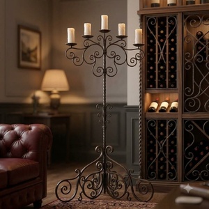 KHP KHP-CDN4 Chandelier en fer forgé fait main, résistant aux intempéries, porte-bougie en métal, centre de table de luxe, décoration - Product Image 3