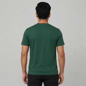 Vêtements décontractés respirants avec logo personnalisé, vente en gros, usine, service OEM pour hommes, coupe classique, tricot uni 100% coton - Product Image 2