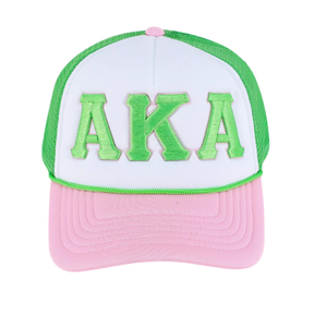 AKA Trucker Snapback <b>Hat</b> Pink Green Color Mesh Back Adjustable Baseball <b>Cap</b> Unisex Casual Outdoor Fashion - Product Image 1