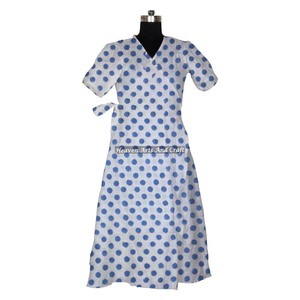 Otoño primavera Kimono vestido hermoso bloque de mano impreso algodón Maxi Top bata de baño para ropa de dormir duchas verano Kimono ducha - Product Image 6
