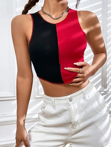 Top Corto Casual sin Mangas para Mujer, Personalizado, de Punto Acanalado, Transpirable, de Poliéster, Ajustado - Product Image 4