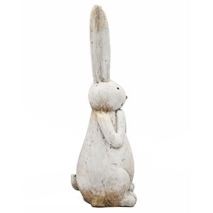 Conejo de Pascua de Magnesio Blanco Texturizado de 9.5x9.5x27.5 Pulgadas con Detalles Dorados Sutiles, Decoración de Pascua - Product Image 4