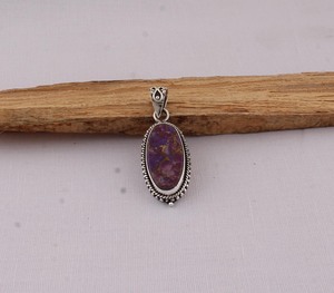 Pendentif en turquoise cuivrée naturelle, bijoux en argent sterling 925, pendentif en pierre précieuse Mohave violette, bijoux de style vintage - Product Image 4