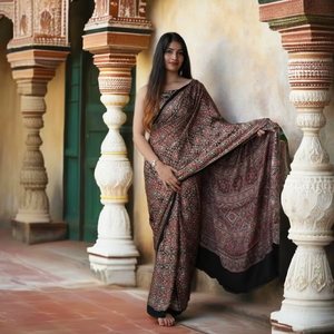 Export Quality Modal Silk <b>Saree</b> with Elegant Prints Indian Ethnic Wear - Product Image 1