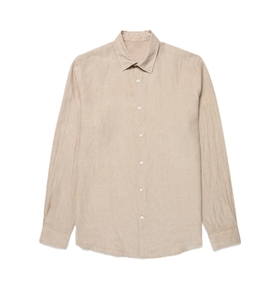 Chemise habillée personnalisable pour homme en lin et coton, manches longues, col rabattu, unie, de haute qualité, décontractée, respirante, tissée - Product Image 5