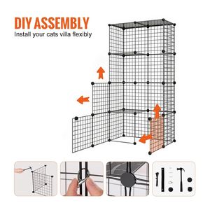 Large 4-Tier <b>Cat</b> Cage 41 X 14 X 55" Detachable Metal Wire Enclosure with Litter <b>Box</b> Hammock Ramp Ladders for Indoor Use - Product Image 4