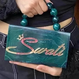 Embragues de mujer artesanales Caja de resina Embragues acrílicos para mujer Bolso de novia y abalorio de hebilla de La India - Product Image 1