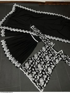 NEW Designer black Modern Heavy Faux Georgette Fabric Ethnic <b>Dress</b> Indian Pakistani <b>Wedding</b> Wear Sharara Suit Party - Product Image 3