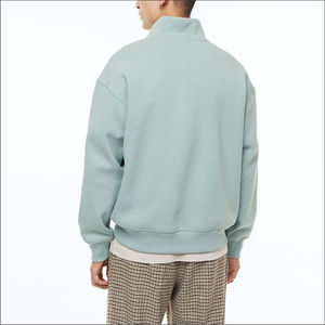 High Quality <b>Men's</b> Half Zip Fleece Sweatshirts With Stand Collar 100% Cotton 350GSM Embroidered Logo Pullover Hoodie <b>for</b> Winter - Product Image 3
