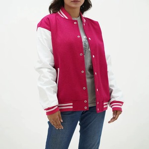 Chaqueta Varsity Personalizada para Mujer, Chaqueta de Béisbol con Mangas de Cuero y Lana Premium, Ropa Urbana, Servicio de Muestras de Fábrica OEM ODM - Product Image 4