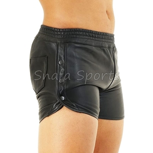 กางเกงขาสั้นหนังผู้ชายสีตัดกัน ราคาถูก ผลิตในปากีสถาน คุณภาพสูง สวมใส่สบาย ระบายอากาศได้ดี - Product Image 3