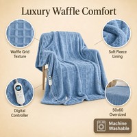 Plaid chauffant 50x60 pouces, tissage gaufré, 12 niveaux de chaleur, chauffage rapide, minuterie 1-12h, protection contre la surchauffe, vente en gros usine